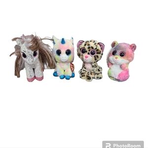 4  TY Teenie Boos, Blitz, Rodney,cinnamon, and Livvie